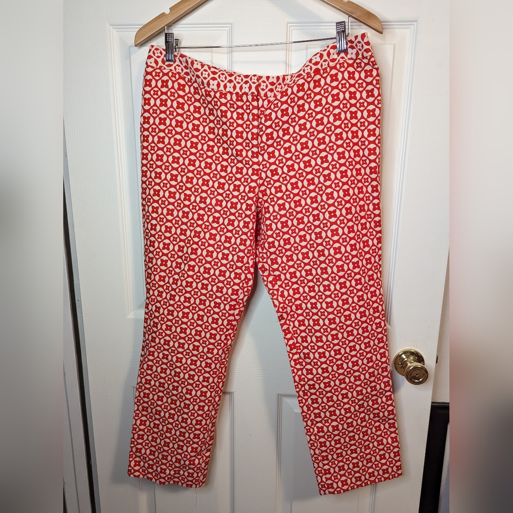 Worthington red and beige print pant size 12 (see inseam measurements)